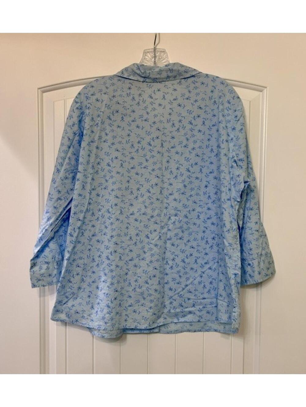 🧵Classic Elements Clear Sky Blue Textured Floral Top | 3/4 Sleeve | XL - Picture 4 of 7